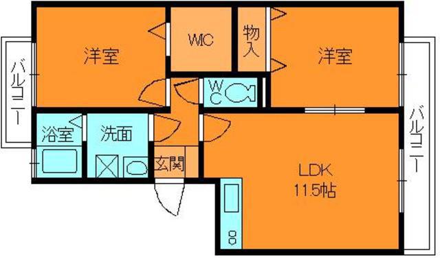 アンダンテ(2LDK/1階)の間取り写真