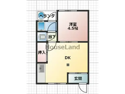 松興アパート(1DK/2階)の間取り写真