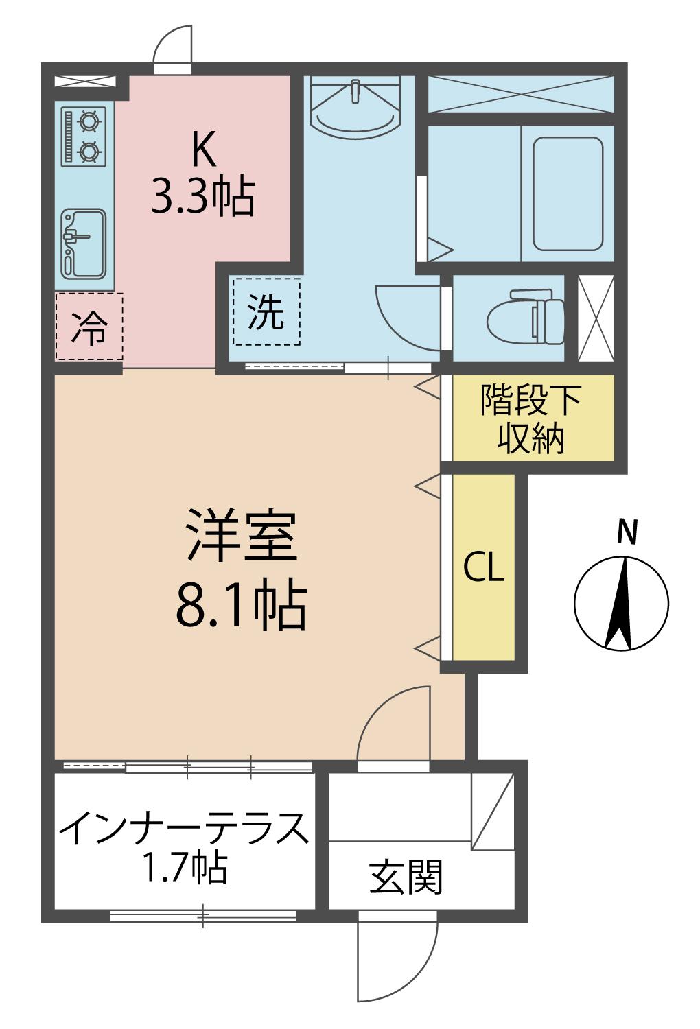 アイリス南大分II(1K/1階)の間取り写真