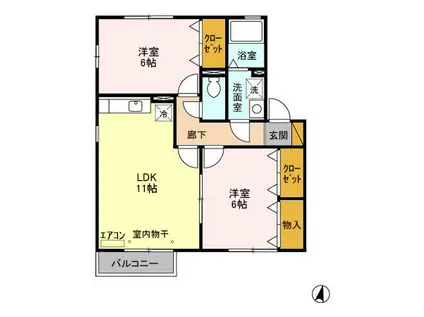 ドレミメゾン(2LDK/2階)の間取り写真