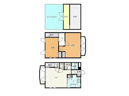 リュミエール富田(2LDK/2階)の間取り写真