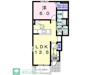 プロムナードD(1LDK/1階)の間取り写真