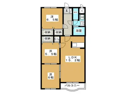 PEARL浜田(3LDK/2階)の間取り写真