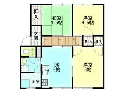 プランドゥ三橋II(3DK/1階)の間取り写真