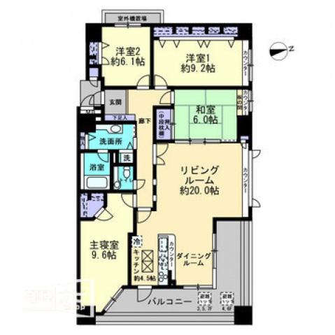 コアマンション桜坂プレジオヒルズ(4LDK/5階)の間取り写真