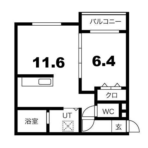 POEM千歳I(1LDK/1階)の間取り写真