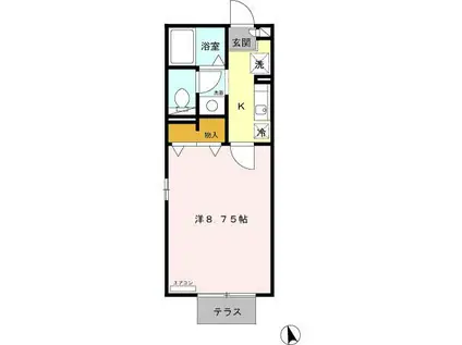 サンローズ(1K/1階)の間取り写真