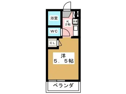 メゾンケーワイ山田(1K/2階)の間取り写真