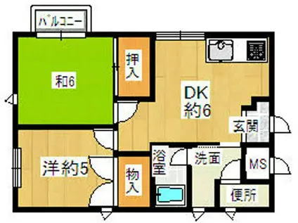シティコート藤枝(2DK/1階)の間取り写真