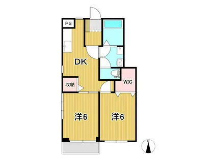 アヴニール B(2DK/1階)の間取り写真