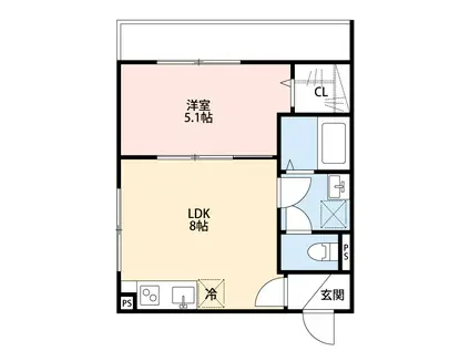 CRECIA常盤平III(1LDK/1階)の間取り写真