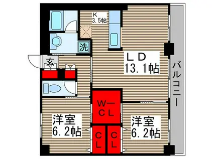 ライヴス行徳(2LDK/4階)の間取り写真