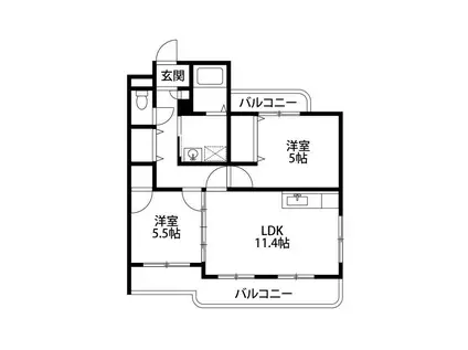 ピエール フェローニ(2LDK/1階)の間取り写真