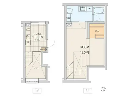 エスセナーリオ市谷薬王寺(1DK/1階)の間取り写真