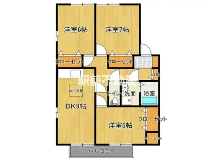 シャルマンハウス兵庫南 D棟(3DK/1階)の間取り写真