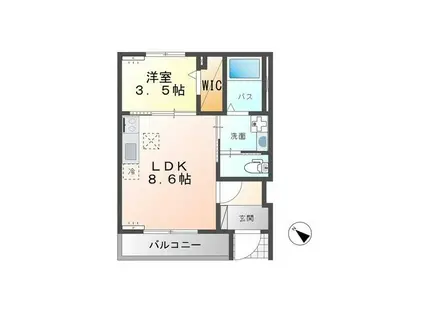 雫VII(1LDK/1階)の間取り写真