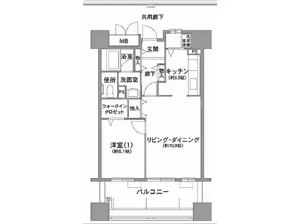 コーシャハイツ安土町(1LDK/12階)の間取り写真