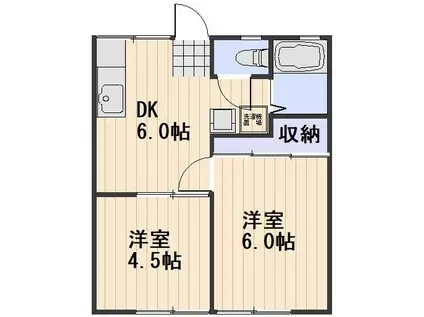 パナハイツ芳泉(2DK/2階)の間取り写真