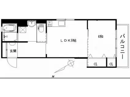 リビオーヌ五日市中央(1LDK/4階)の間取り写真