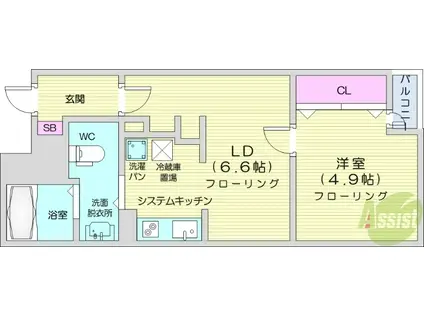 EVパレス(1DK/3階)の間取り写真