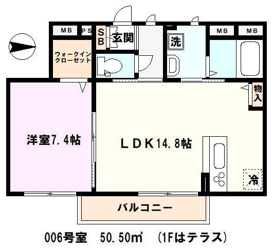 フローラ・ベルテ(1LDK/2階)の間取り写真