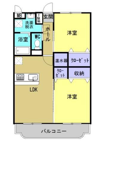 はなみずきI番館(2LDK/2階)の間取り写真