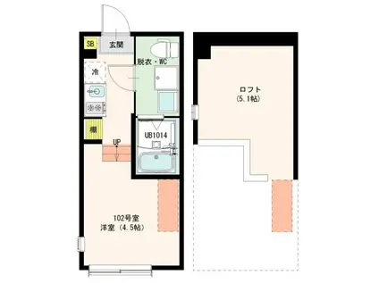 ハーモニーテラス青井XII(ワンルーム/1階)の間取り写真