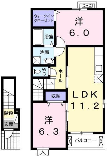 ベアート サリーナ(2LDK/2階)の間取り写真