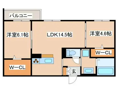 グランマーリエ松野通(2LDK/3階)の間取り写真