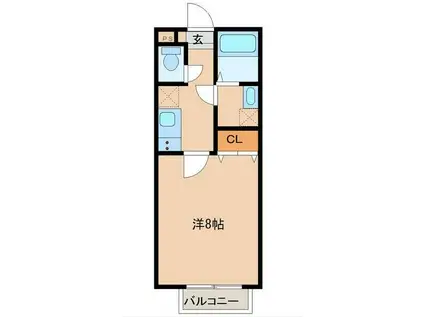 グリュックスハイム萩野町(1K/1階)の間取り写真