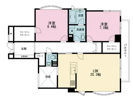 ルシェール油面(2LDK/3階)の間取り写真