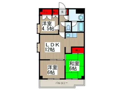 ブルーミングハイツII(3LDK/3階)の間取り写真