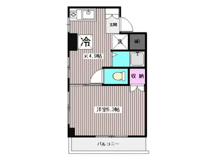 ウィンドワードMA(1K/3階)の間取り写真