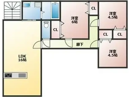 プリエほしみ(3LDK/2階)の間取り写真