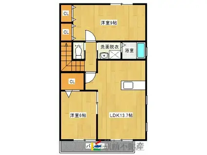 プランドール朝倉 A棟(2LDK/2階)の間取り写真