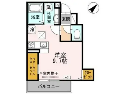 サンシャインヒルズII(ワンルーム/1階)の間取り写真