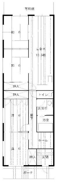 山本マンション(4LDK/1階)の間取り写真