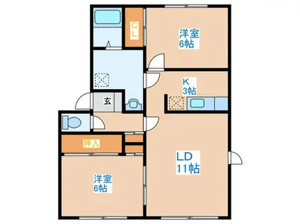 ステイタス南郷(2LDK/2階)の間取り写真