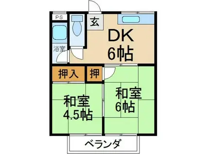 ユニメント 鏡畑B棟(2DK/2階)の間取り写真