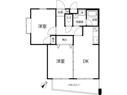 T S GARDEN MITAKADAI(2DK/1階)の間取り写真