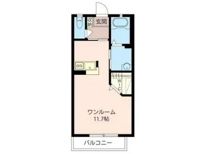 イーストA(ワンルーム/1階)の間取り写真