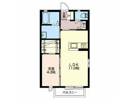 プロシードKEN E(1LDK/2階)の間取り写真