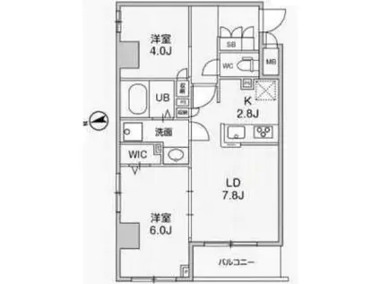 アリビス中野(2LDK/2階)の間取り写真