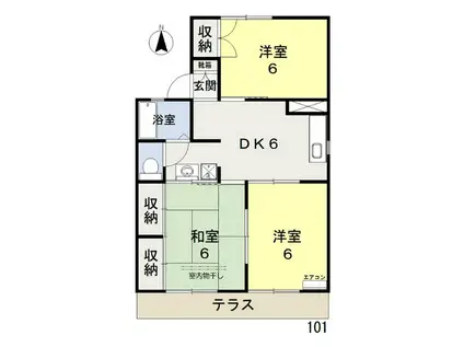 リベルテひらたA棟(3DK/1階)の間取り写真