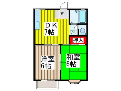 グリーンウッド NO.1(2DK/2階)の間取り写真