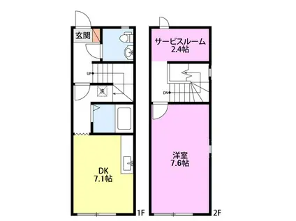 メゾネットキューブ(1SDK/2階)の間取り写真
