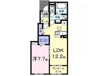 ホーホ ブリュッケ I(1LDK/1階)の間取り写真