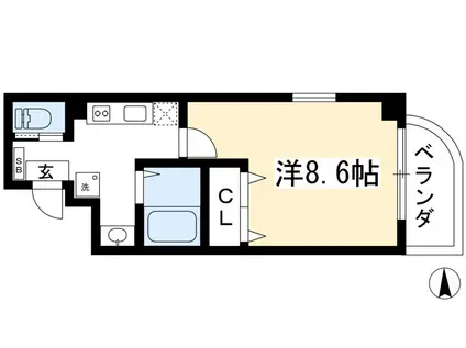 CALM北山(1K/5階)の間取り写真