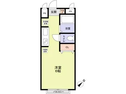 エステート沼尻(ワンルーム/1階)の間取り写真