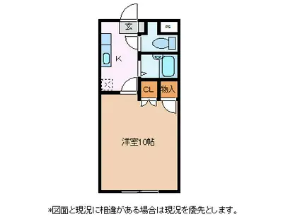 レジデンス北深志(1K/3階)の間取り写真